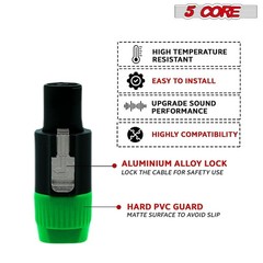 4 Pole Speakon Connector with Twist Lock Audio Male Plug 6 Packs –