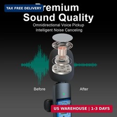 Wireless Microphone Mini Mic for iPhone/Android Phone, LED Display Lavalier Micr