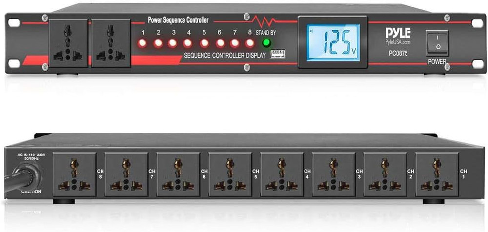 10 Outlet Power Sequencer Conditioner – 13 Amp 2000W Rack Mount Pro Audio Digita