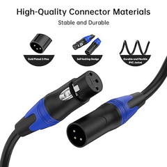 XLR Cable 10Ft 4 Packs – Premium Balanced Microphone Cable with 3-Pin XLR Male t