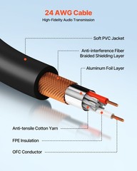 VEVOR XLR Cable 100 ft 2 Pack Balanced DMX Male to Female Microphone Cord 3-Pin