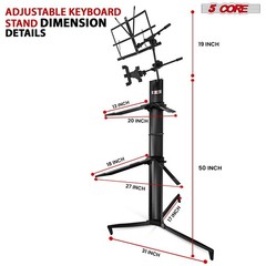 5Core Keyboard Stand 2 Tier Classic Adjustable Electric Piano Sturdy Holder
