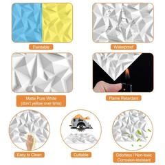 12 Pcs Acoustic Diffuser Panels 19.7″ White PVC 3D Wall Art