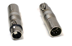 (2) Two Genuine NEUTRIK NA3F5M 3-Pin XLR Female to 5-Pin Male DMX Adapter