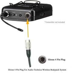 Black Lavalier Microphone For Audio Technica Wireless System With Hirose 4 Pin