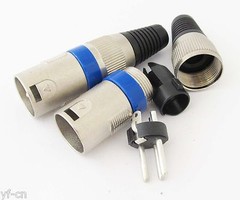 50pcs SL5235 XLR 3pin Male Microphone Mic Speaker Audio Connector w/Blue Ring