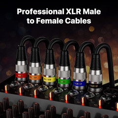 XLR Microphone Cable 2 Feet – Male to Female 3 Pins Balanced Cables, 6 Pack