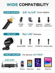 Mic Stand6 In 1 Microphone Stand Floor Boom Mic Stand Support Boom Gooseneck …