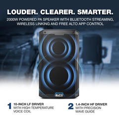 Alto Professional TS410 – 2000W 10″ Powered PA Speaker with 3 Channel Mixer, …