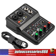 2-Channel USB Audio Mixer With XLR+6.35mm Combo, 48kHz 16-Bit +48V