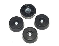 4 LARGE ROUND RUBBER FEET 1.312 W X 1/2 H AMPS, CASES – FREE S&H – MADE IN USA