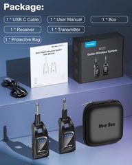 Wireless Guitar System 2.4GHz with 6 Channels 24Bit/48KHz Hi-Res Audio Black