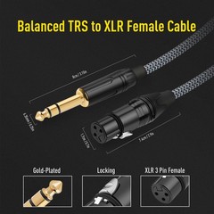 6.35mm TRS to XLR Female Cable 6.6FT, 1/4 Inch TRS to XLR Female Balanced Sig…