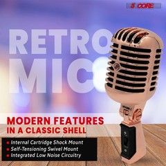 5 Core Retro Dynamic Vocal Iconic Microphone Vintage Classic Unidirectional Mic
