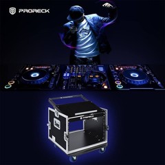 PRORECK 10U 20″ Slant Mixer Road Case Plywood DJ Rack with Wheels