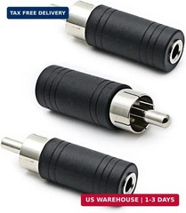 3.5mm Female to RCA Male Adapter 3-Pack RCA Plug to 1/8″ Female Mono Jack Audio