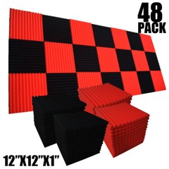 52 PACK 12″X12″ 1″2“Acoustic Foam Panel Wedge Studio Soundproof Wall Adhesive