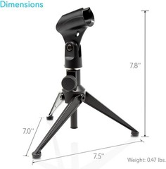 Pyle Desktop Microphone Stand – Heavy Duty Die-Cast Metal Tripod