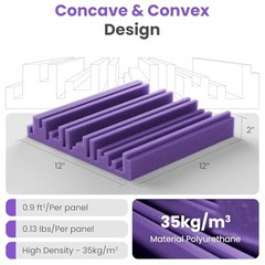 8 Pack Sound Proof Foam Panels for Wall,12″ X 12″ X 2 Inch 8pack Black Purple