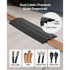 Uimoso Heavy-Duty Floor Cable Protector Ramp, 3-Pack, Supports Up to 17,500 lbs
