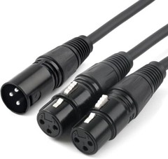 3-Pin XLR Male Plug to Dual 2 Female 16 AWG Jack Y Splitter Mic DJ Cable Adaptor