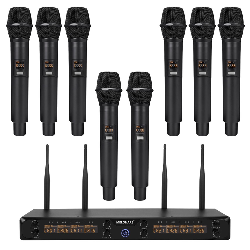 MELONARE 8-Channel Wireless Microphone System UHF