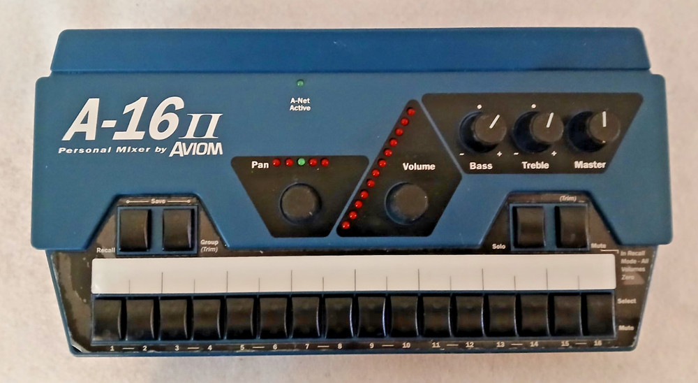 Aviom A-16 II Personal Monitor Mixer -w/Power Supply and Mount – Powers On –