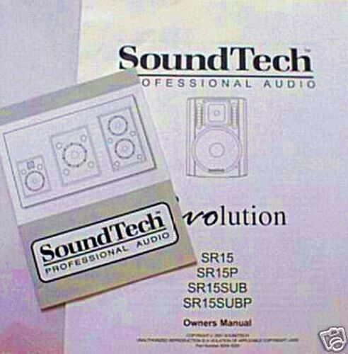 Soundtech SR15 SR15P SR15SUB SRSUBP Revolution Monitor Original Owner’s Manual