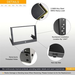 6U Desktop Rack for Audio & Network Devices 19 Inch 2 Post Table Top Rack Mou…