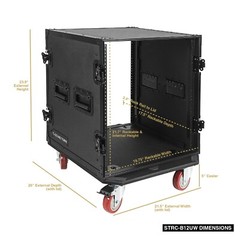 Sound Town Black Series 12U Plywood Rack/Road Case w/ 21” Depth (STRC-B12UW)