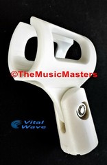 2X WHITE Handheld MICROPHONE CLIP Karaoke DJ Tripod Mic Stand Holder Clamp Mount