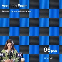 96 PACK 12″X12″X1″ Acoustic Foam Panel Wedge Studio Soundproofing Wall Tiles