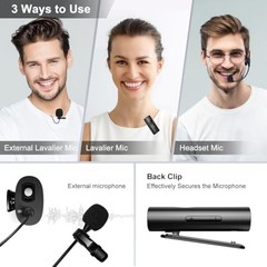 Wireless Lavalier Microphone System, Wireless 2.4GHz Lapel Mics 1TX+1RX