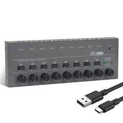 Audio Mixer Line Mixer, 8-Channel Stereo Line Mixer for Sub-Mixing, Ultra Low…