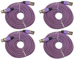 4PACK 50ft foot shielded XLR Male to Female audio mic microphone extension cable