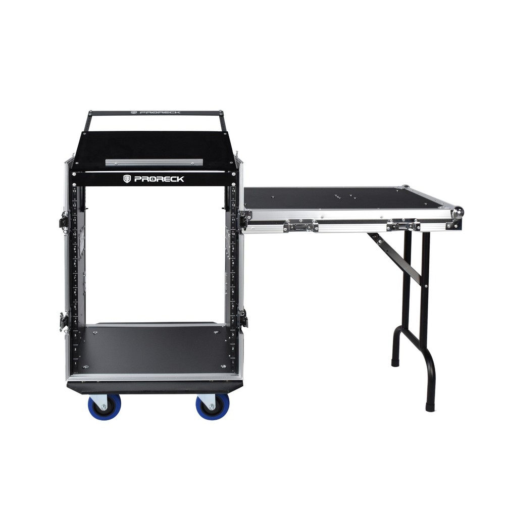 PRORECK Rack Case With Slant Mixer Top, 20in Depth with side table