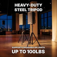Rockville RVES1 Tripod Speaker Stands 100 lbs Capacity DJ PA Speaker Stand