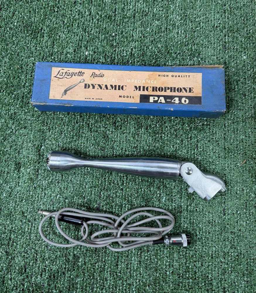 Vintage 1960s Lafayette Radio Dynamic Microphone PA-46 With Original Box