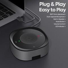 USB Conference Speaker Microphone Wired Touch Key Omni Mic Directional