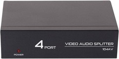 DTECH Powered 4 Way 3 RCA Splitter Box 1 in 4 Out 4 Port Splitter, Black