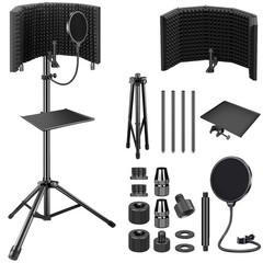 Aokeo Studio Recording Microphone Isolation Shield AO-302 with stand, black