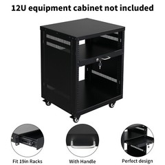 US 19″ 1U Steel Plate DJ Drawer Audio Equipment Cabinet With Lock & Keys Black