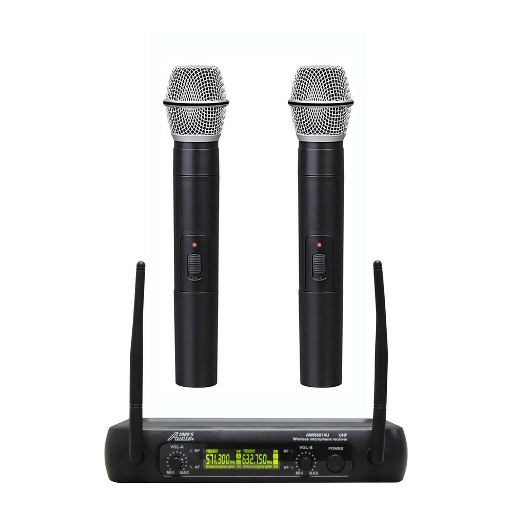 Audio2000’S AWM6074U UHF, DUAL WIRELESS HANDHELD MICROPHONE SYSTEM-N