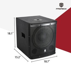 PRORECK SP-12X 12″ 1000W Powered PA DJ Subwoofer Class D Amp DSP Bass Speaker