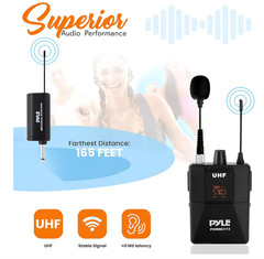 Pyle UHF Professional Wireless Microphone System Kit Black Conference PDWMU112