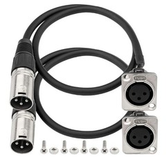 D Type 3 Pin XLR Pass Through Cable 2 Meter Female Panel Mount to Male Connector