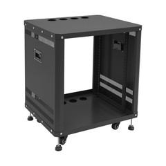 Network & Stereo Rack with Caster Wheels DJ Rolling Server Shelf Open Cabinet