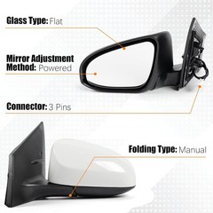 Driver Left 3Pins Side Mirror Assembly Replace for Toyota Corolla 2014-2019, Non