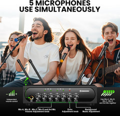 UHF Wireless Karaoke Microphone System with Bluetooth Receiver & Echo Control