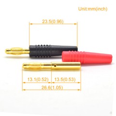 200pcs Gold Plated Brass 3mm Banana Male Plug Test DIY Solder Connector R+B
